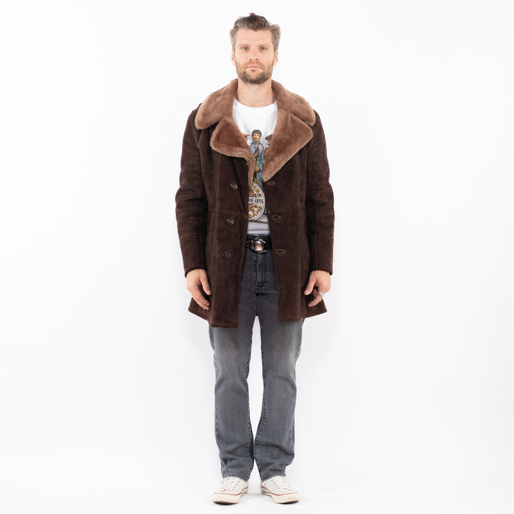 Vintage 70's Men Sheepskin Coat in BrownZ2006