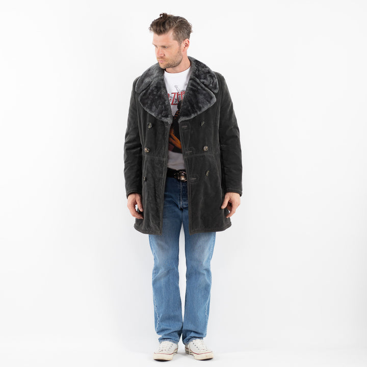 Vintage 90's Men Faux Sheepskin in GrayZ1784