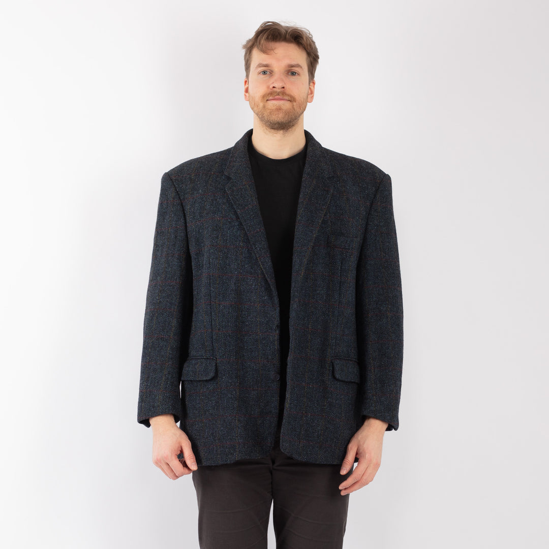 Vintage 70's Men Harris Tweed Jacket in Blue