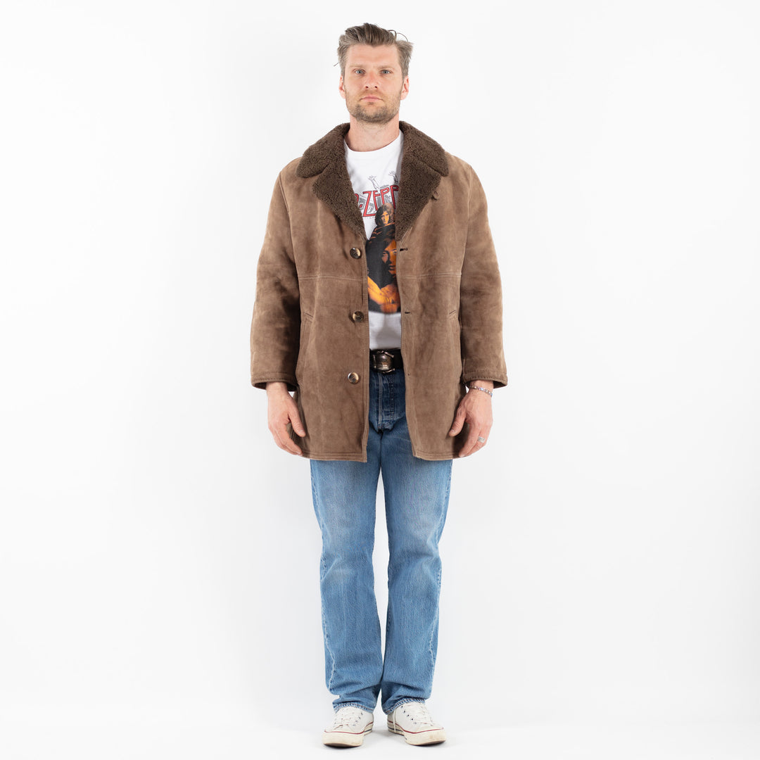 Vintage 70's Men Sheepskin Coat in BeigeZ1785