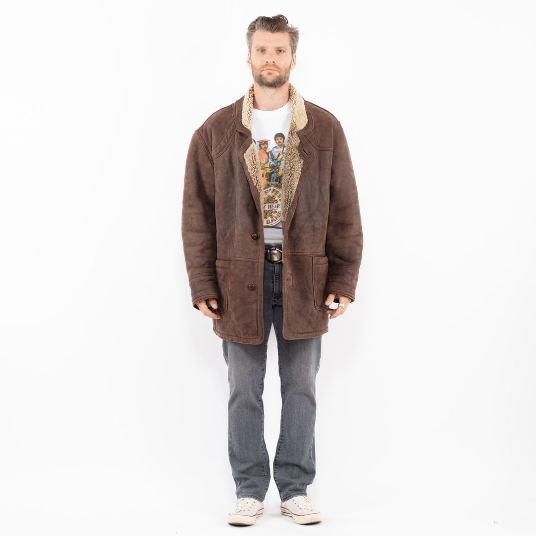 Vintage 90's Men Sheepskin Shearling in BrownZ2008