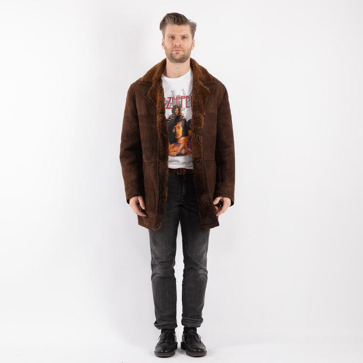 Vintage 70's Men Sheepskin Coat in BrownZ466