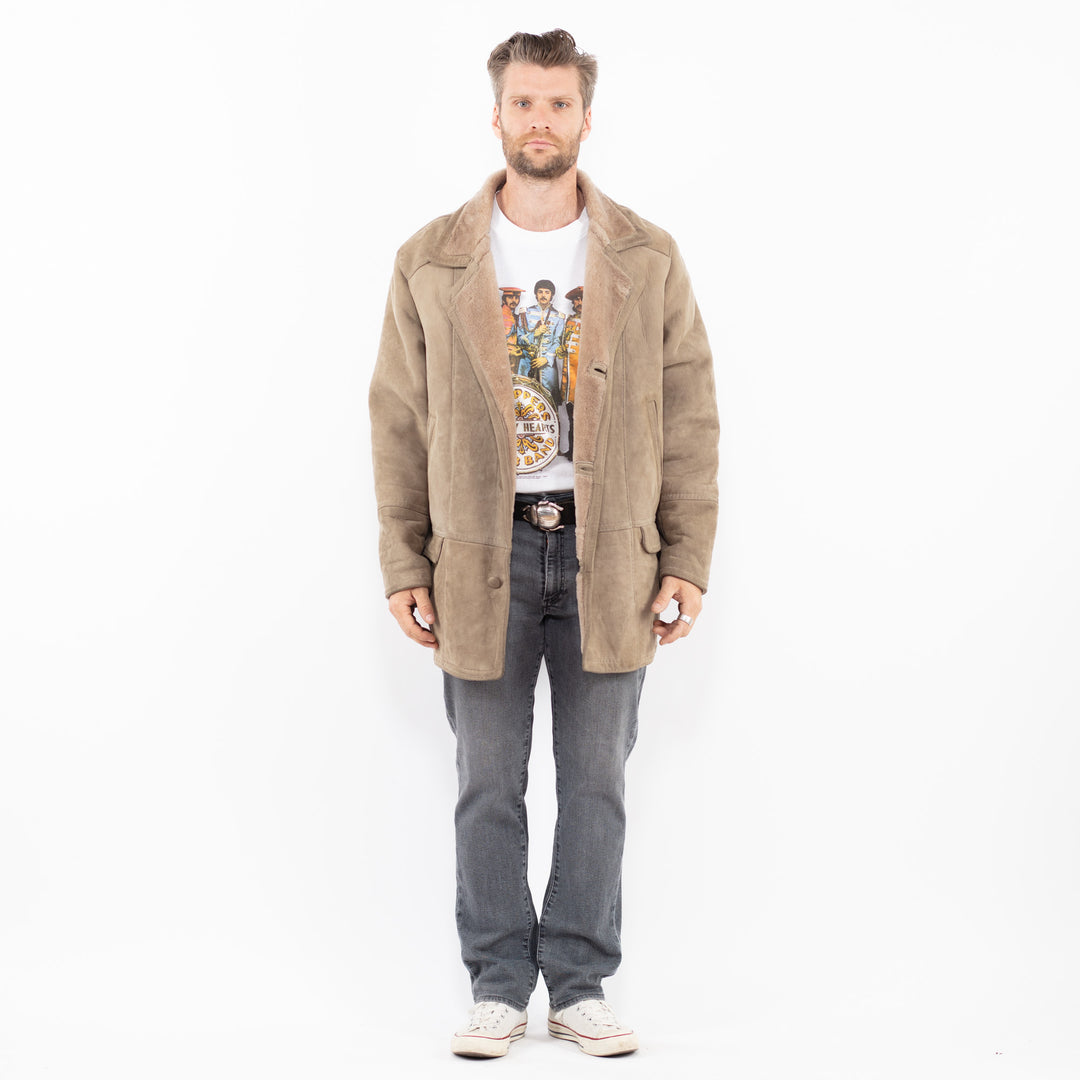 Vintage 80's Men Sheepskin Coat in BeigeZ2009