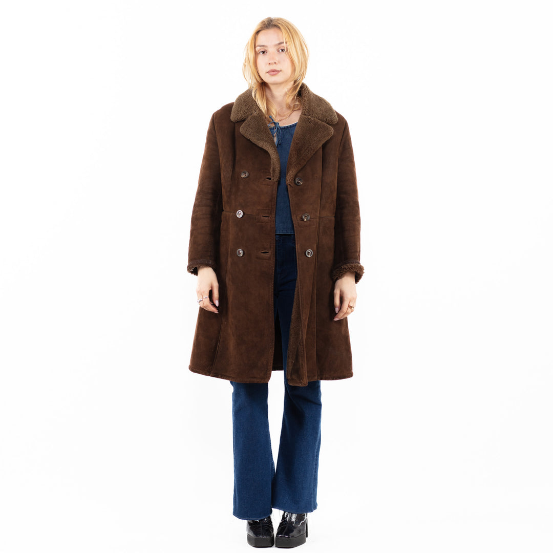 Vintage 70's Women Sheepskin Coat in BrownA0132