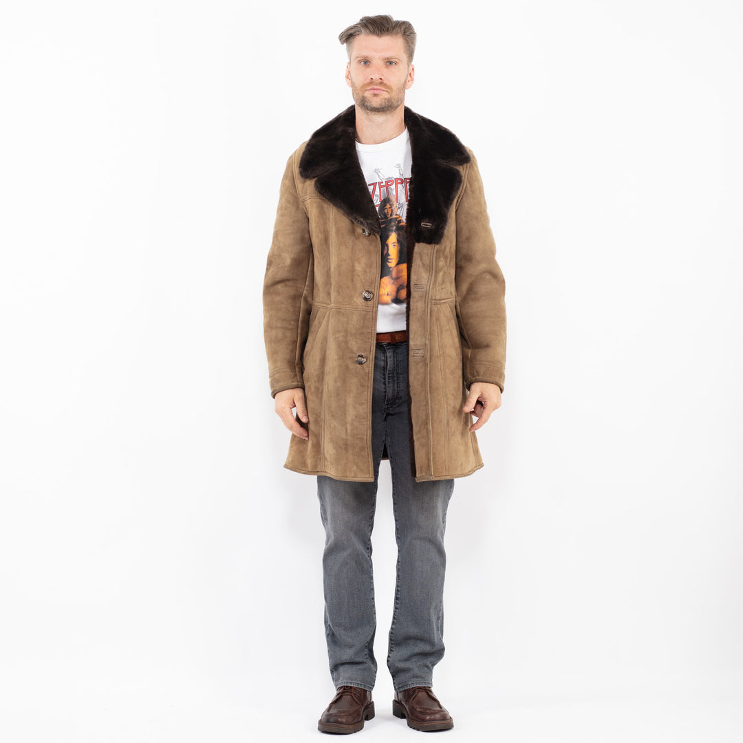 Vintage 70's Men Sheepskin Coat in BeigeZ2135