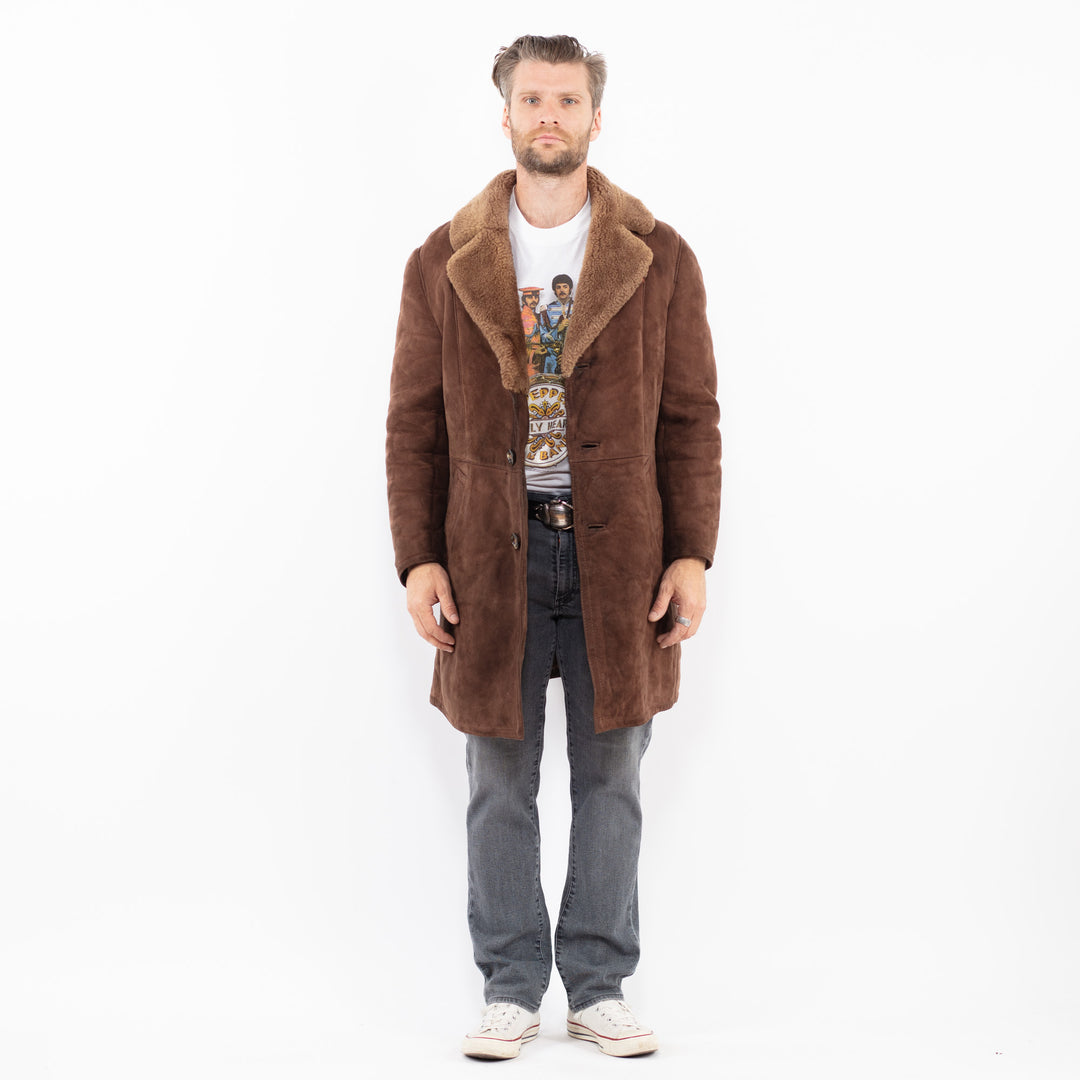 Vintage 70's Men Sheepskin Coat in BrownZ2010