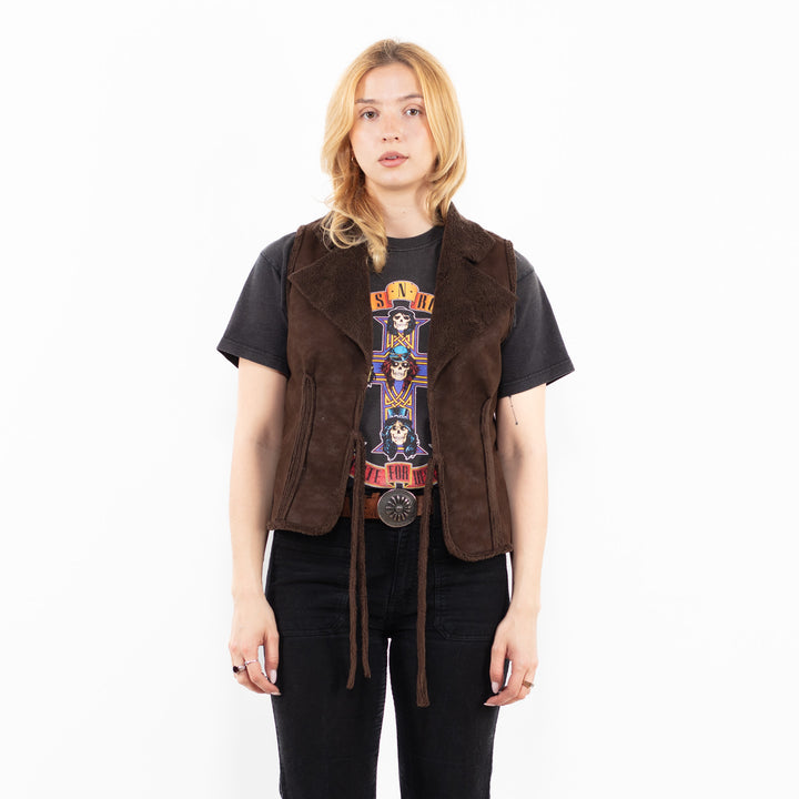 Vintage 00's Women Faux Sheepskin in BrownA0238