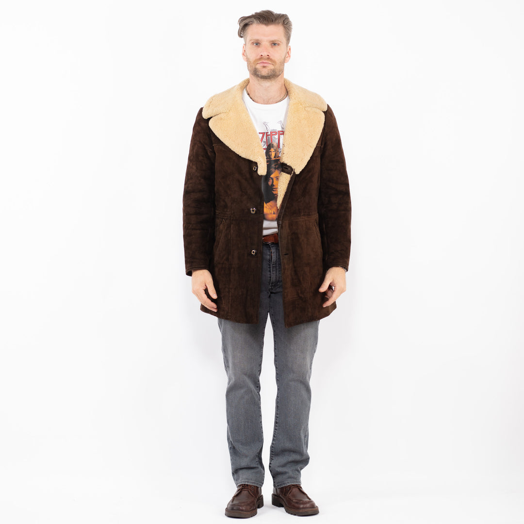 Vintage 70's Men Sheepskin Coat in BrownZ2137