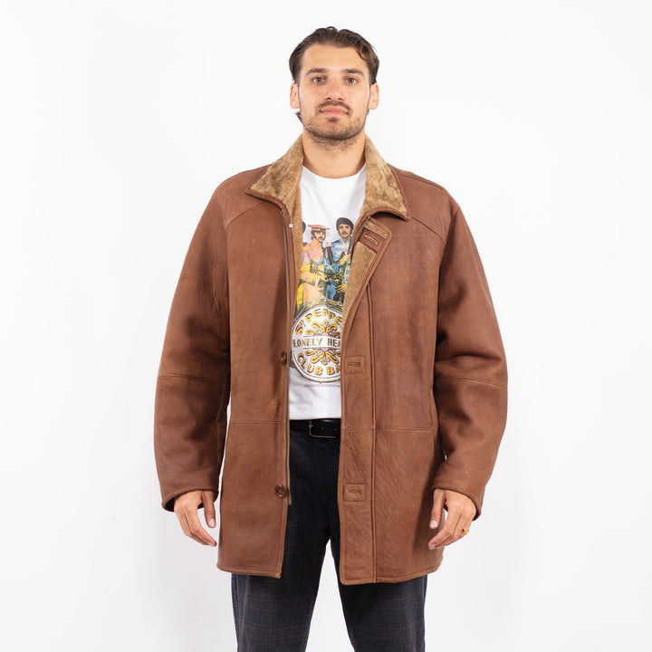 Vintage 90's Men Sheepskin Coat in BrownZ2253