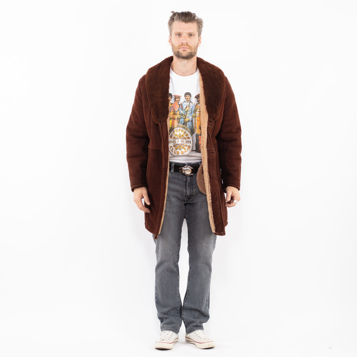 Vintage 70's Men Sheepskin Coat in BrownZ2013