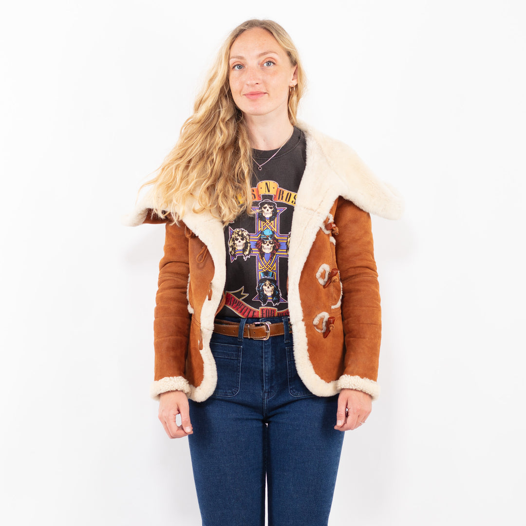 Vintage 90's Women Sheepskin Jacket in BrownA0448