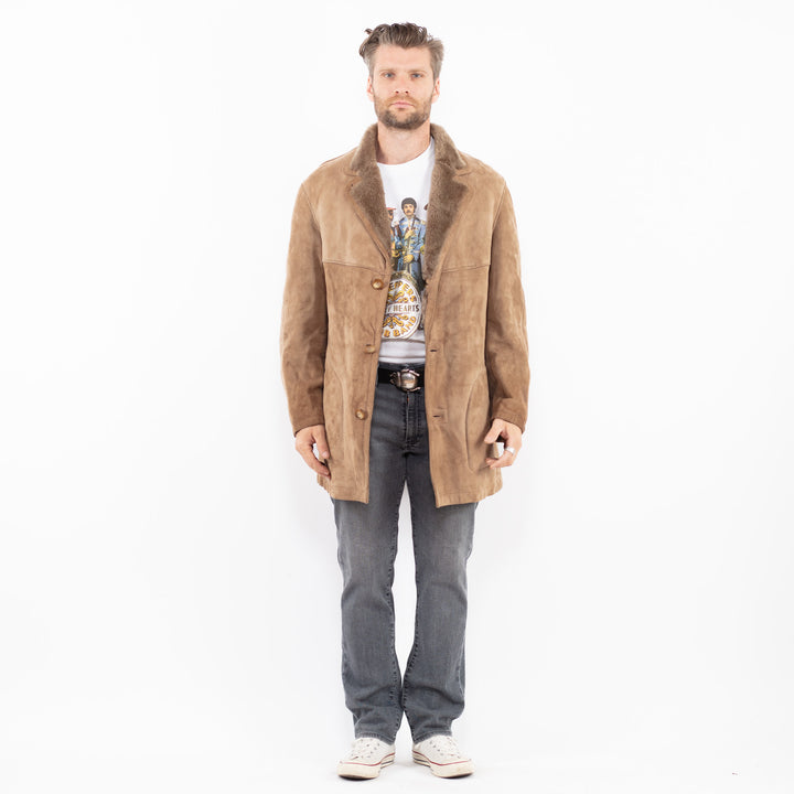 Vintage 80's Men Sheepskin Coat in BeigeZ2014