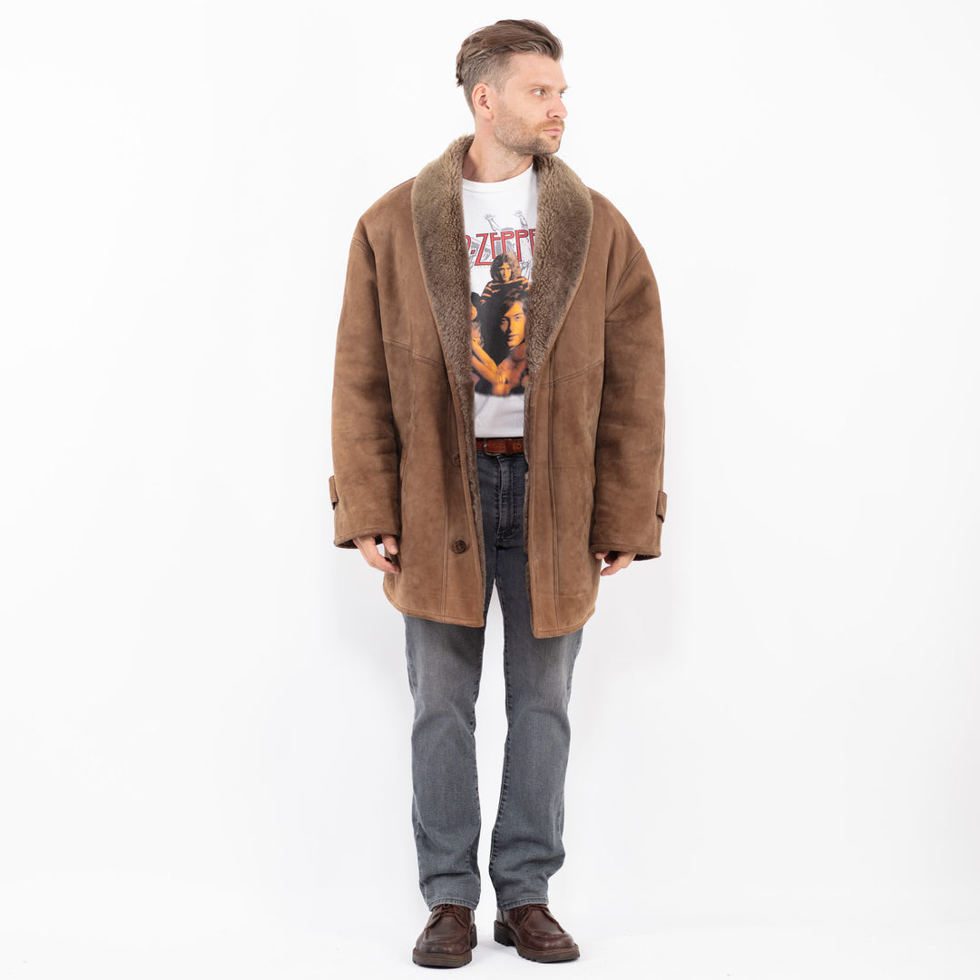Vintage 90's Men Sheepskin Shearling in BrownZ2140