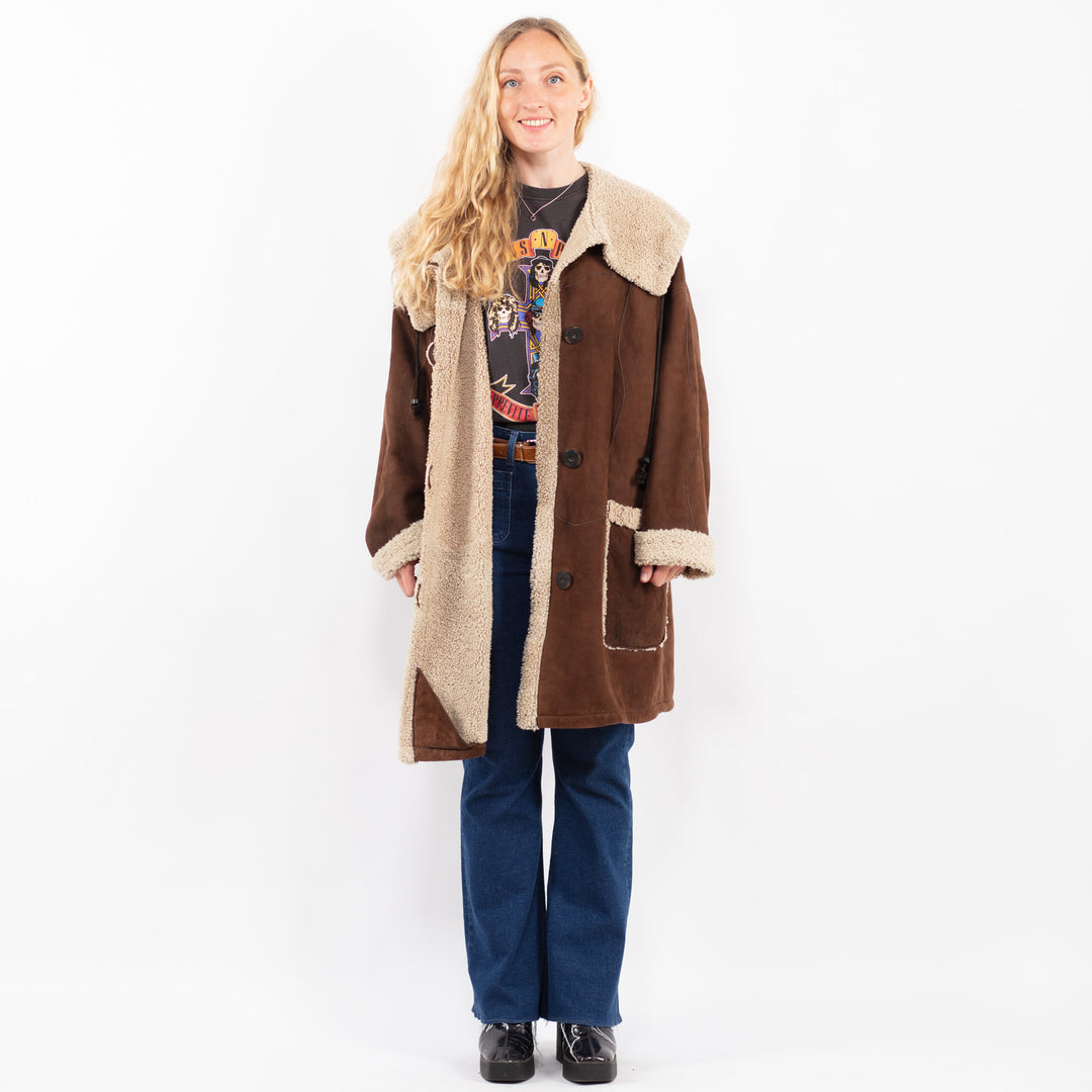 Vintage 90's Women Sheepskin Coat in BrownA0452