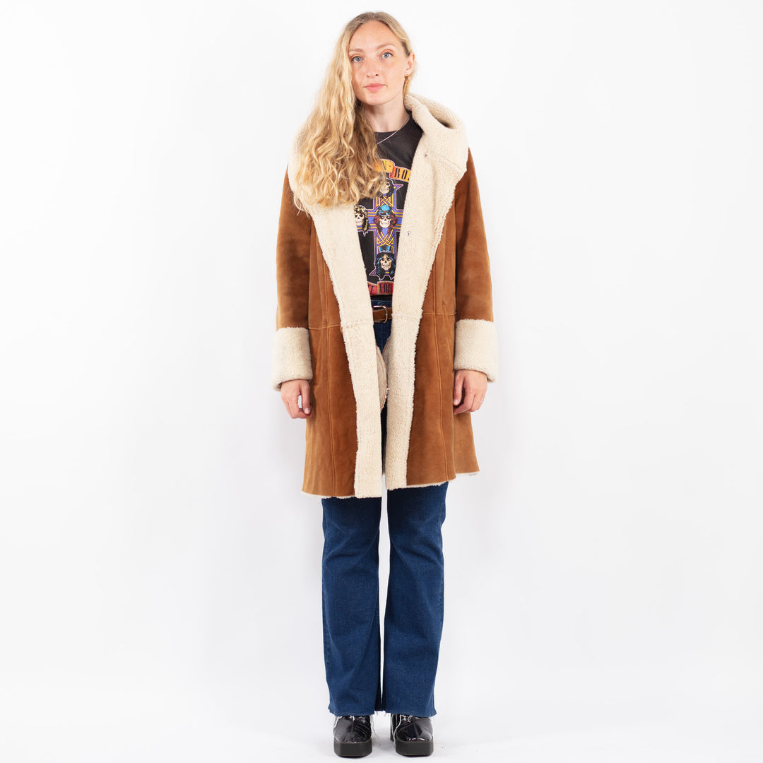 Vintage 90's Women Sheepskin Coat in BrownA0453