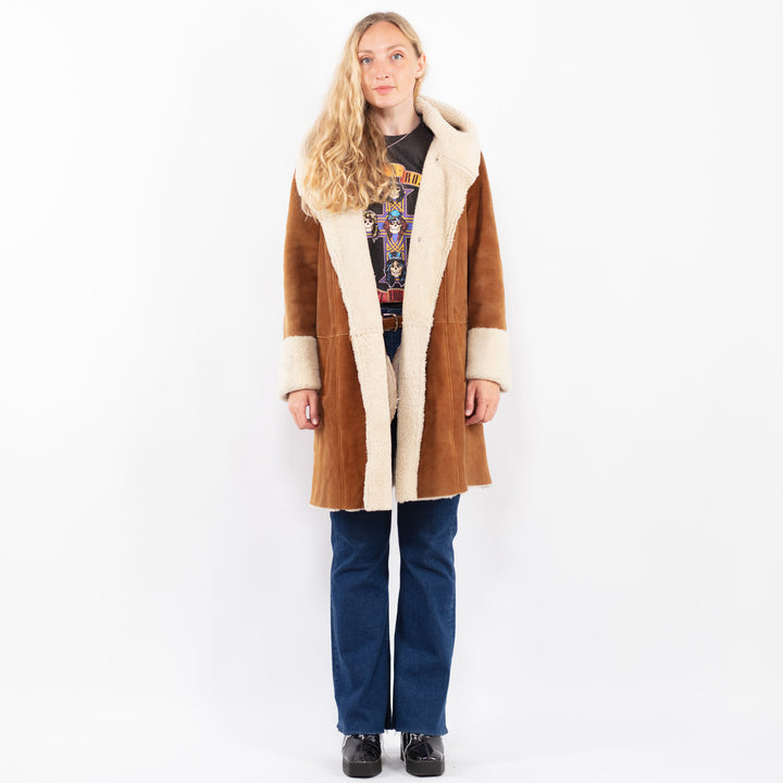 Vintage 90's Women Sheepskin Coat in BrownA0453