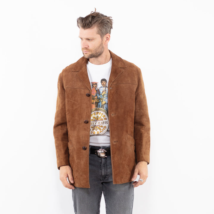 Vintage 70's Men Suede Sherpa Jacket in BrownZ2022