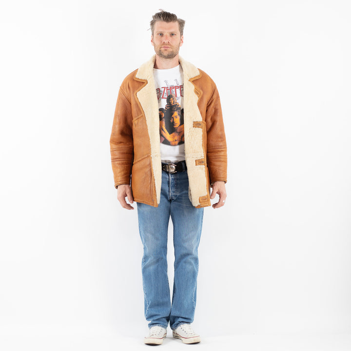 Vintage 80's Men Sheepskin Coat in BrownZ1802