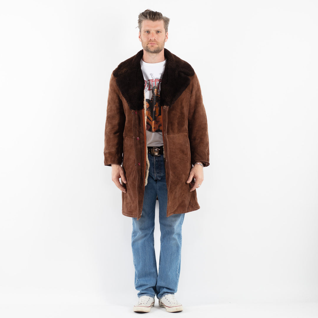 Vintage 70's Men Sheepskin Coat in BrownZ1804