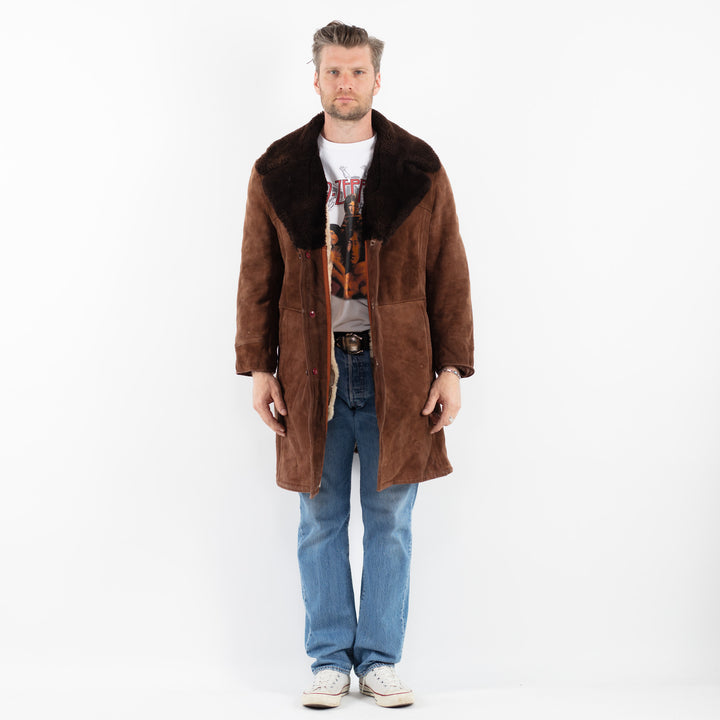 Vintage 70's Men Sheepskin Coat in BrownZ1804