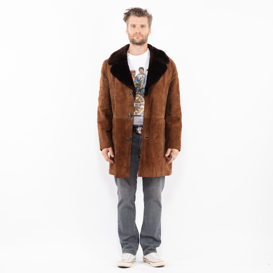 Vintage 70's Men Suede Sherpa Coat in BrownZ2028