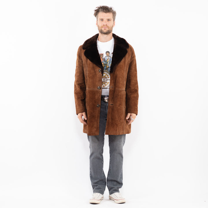 Vintage 70's Men Suede Sherpa Coat in BrownZ2028
