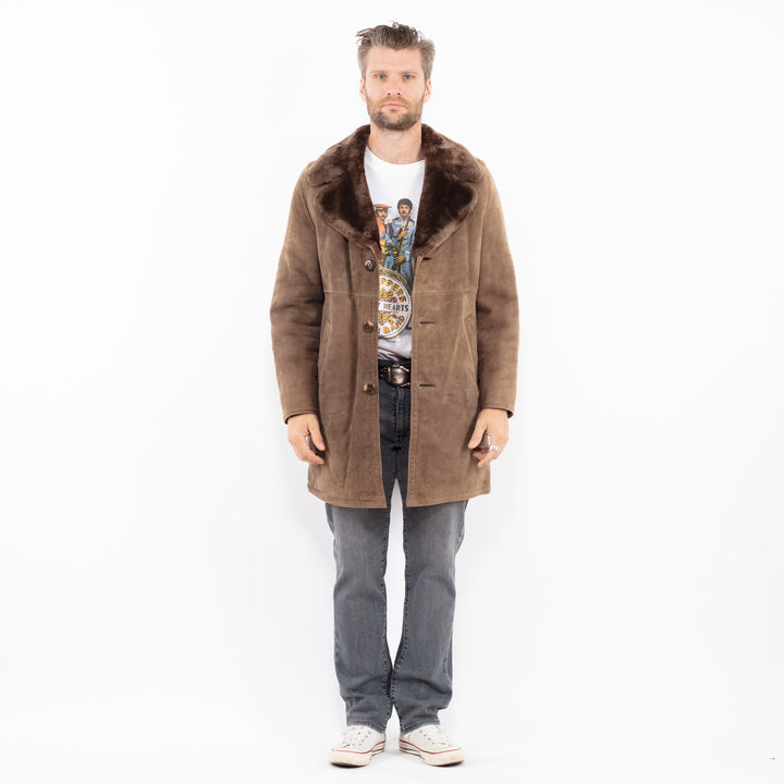 Vintage 70's Men Sheepskin Coat in BeigeZ2029
