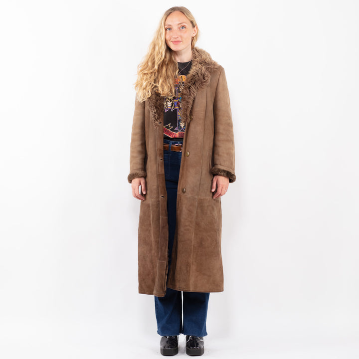Vintage 70's Women Sheepskin Coat in BrownA0468