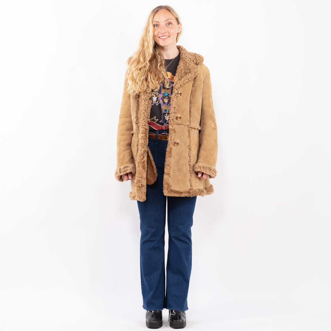 Vintage 70's Women Sheepskin Coat in BeigeA0469