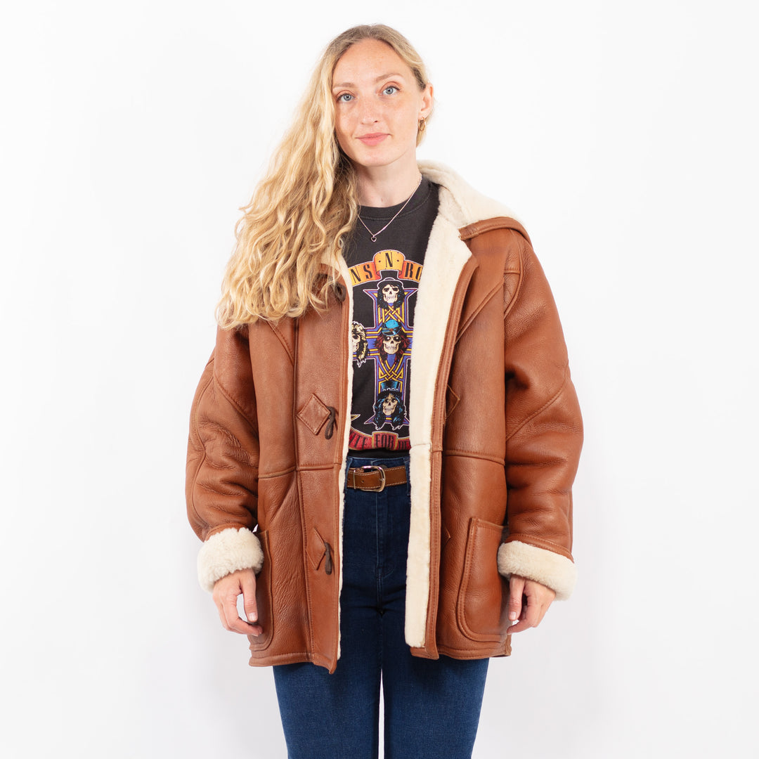 Vintage 90's Women Sheepskin Coat in BrownA0472