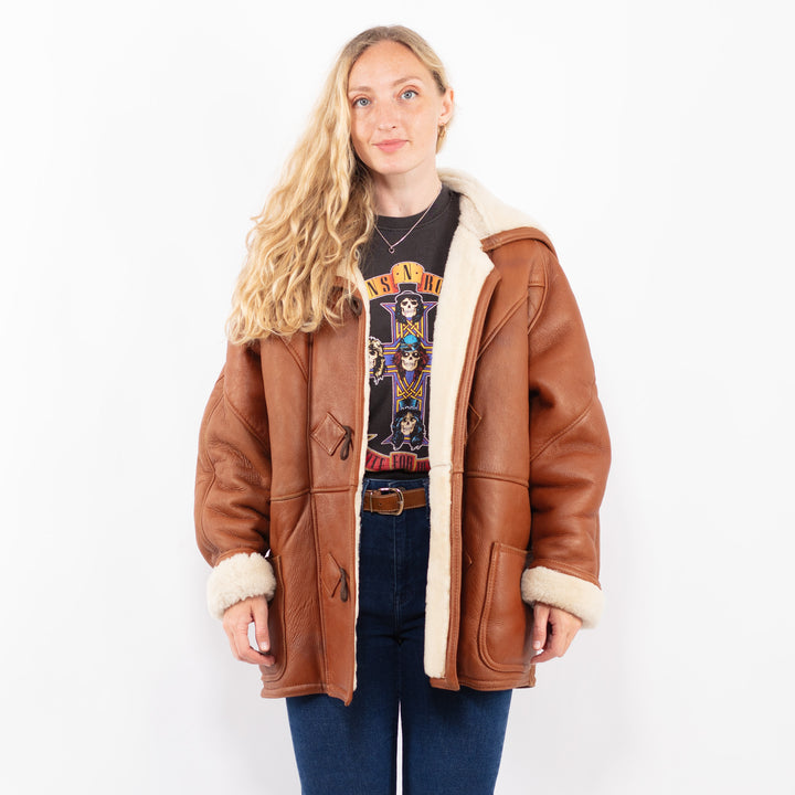 Vintage 90's Women Sheepskin Coat in BrownA0472