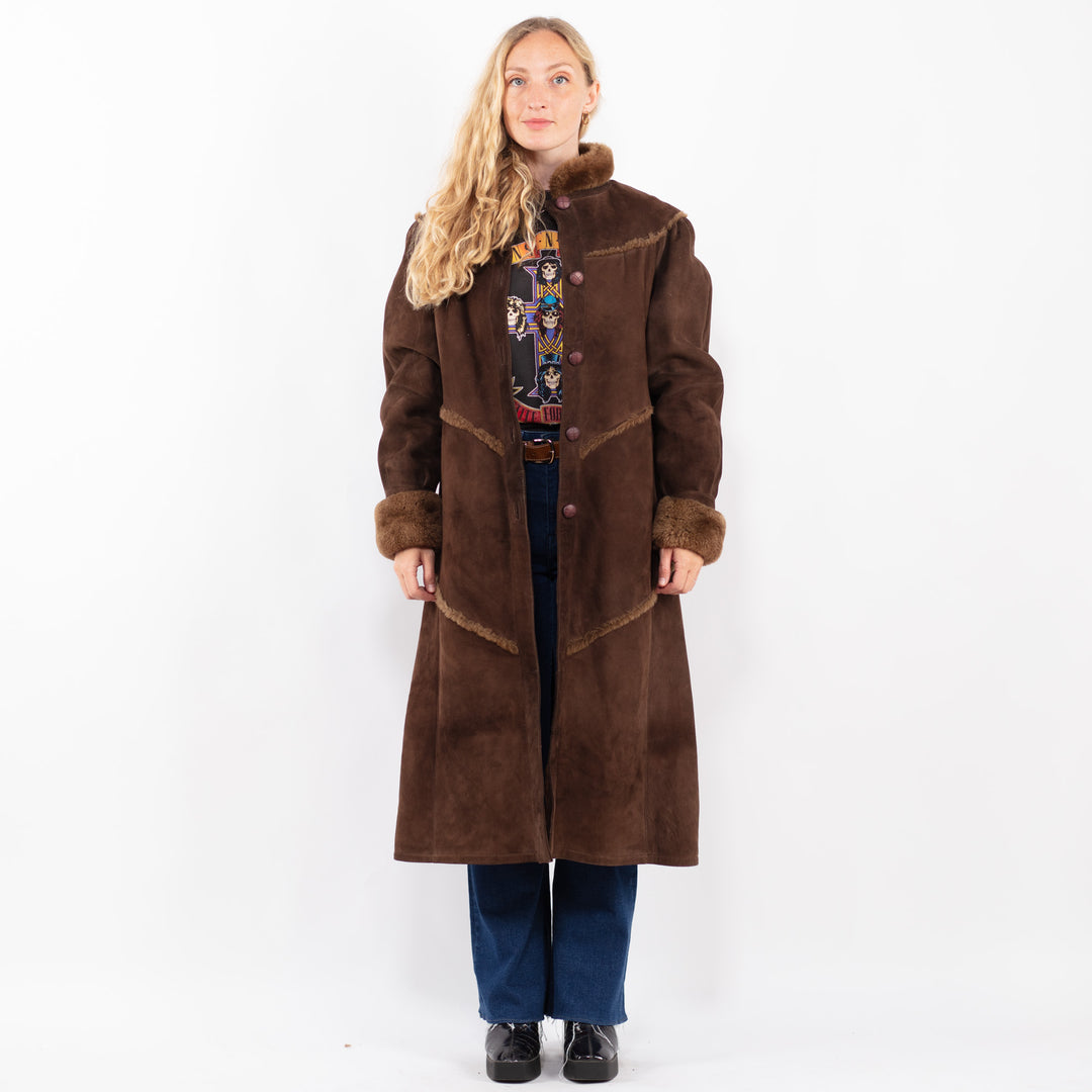 Vintage 70's Women Sheepskin Coat in BrownA0474