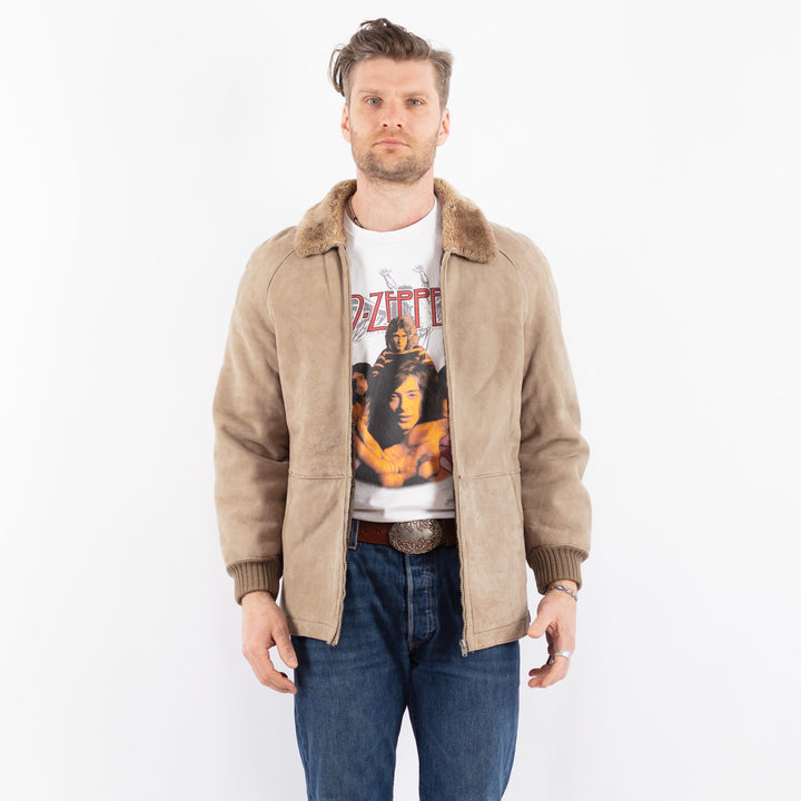 Vintage 90's Men Sheepskin Jacket in BeigeZ1574