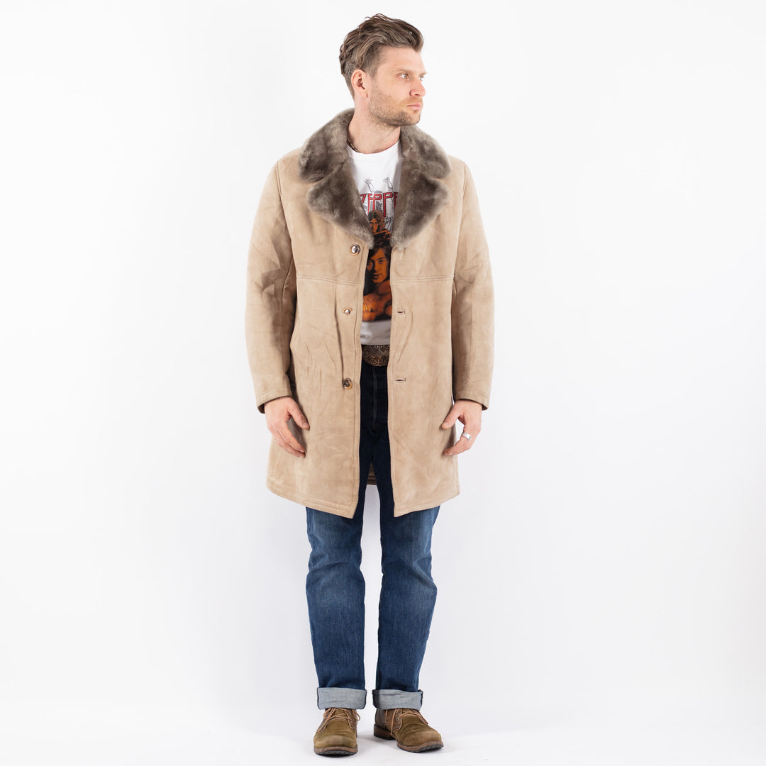 Vintage 70's Men Sheepskin Coat in BeigeZ1576