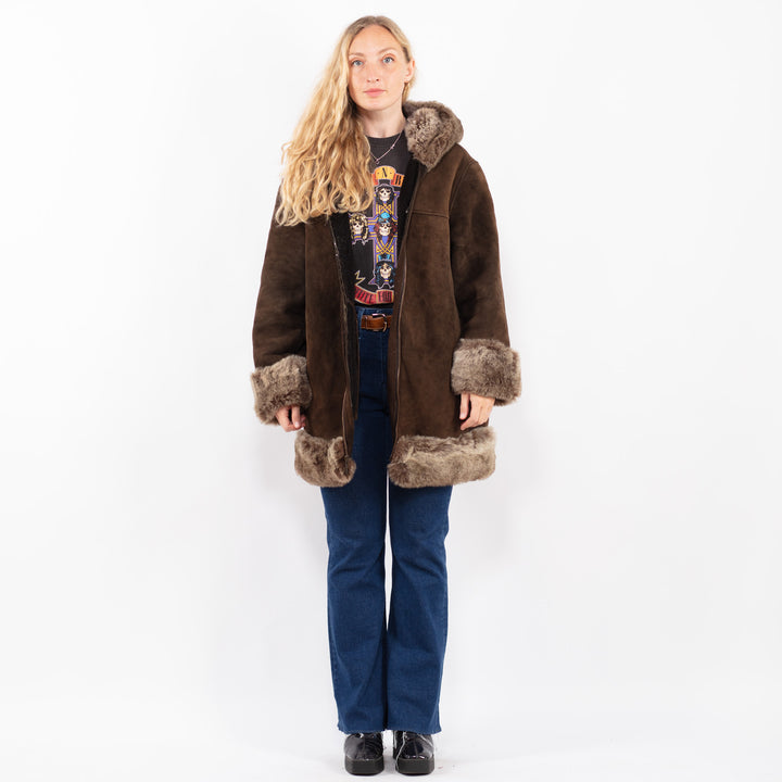 Vintage 90's Women Sheepskin Coat in BrownA0482