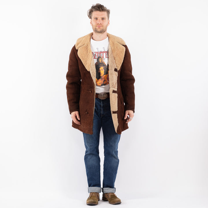 Vintage 70's Men Sheepskin Coat in BrownZ1577