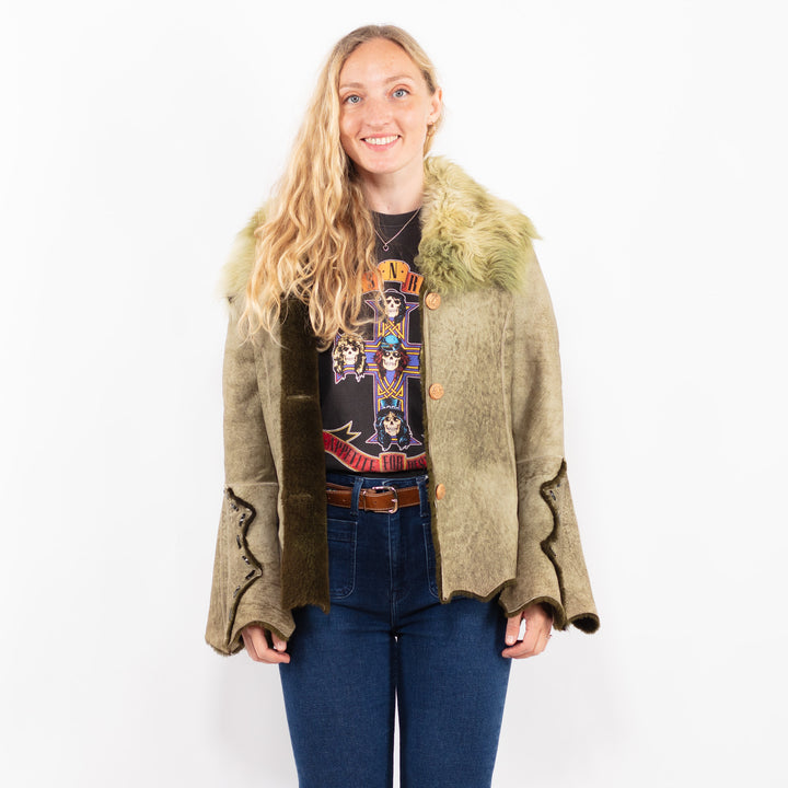 Vintage 90's Women Sheepskin in GreenA0486