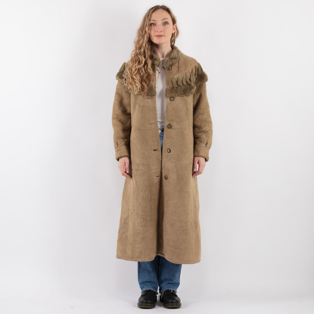 Vintage 80's Women Sheepskin Coat in BeigeV9310