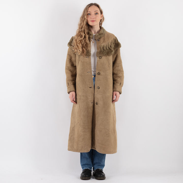 Vintage 80's Women Sheepskin Coat in BeigeV9310