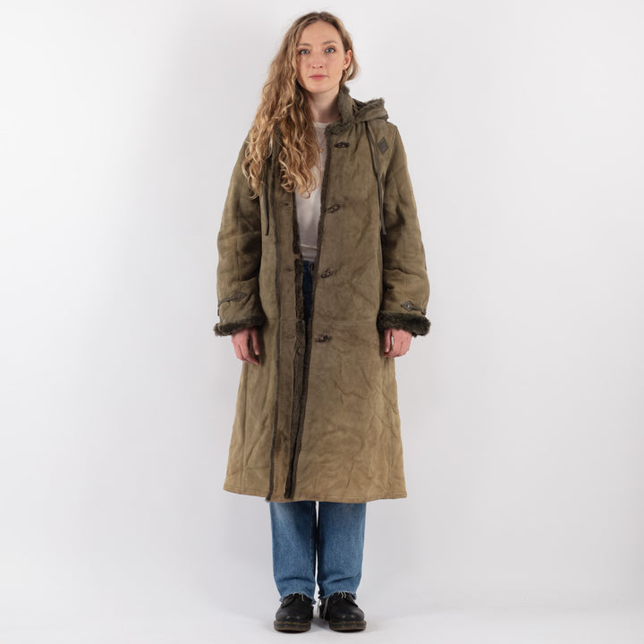 Vintage 80's Women Sheepskin Coat in GreenV9320