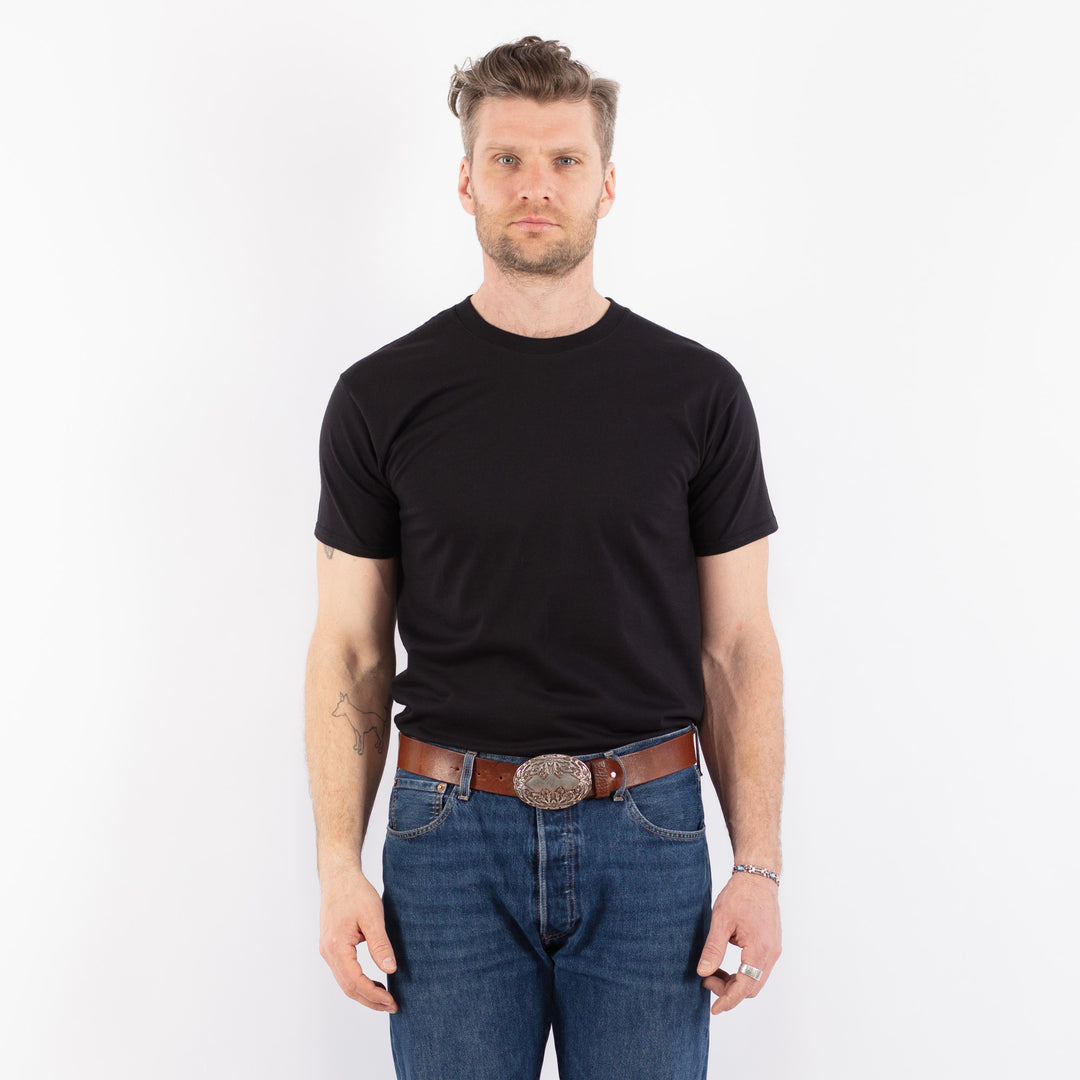 Thick Cotton Basic T-Shirt in Black