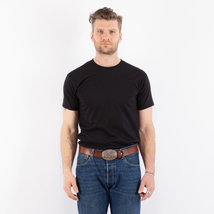 Thick Cotton Basic T-Shirt in Black