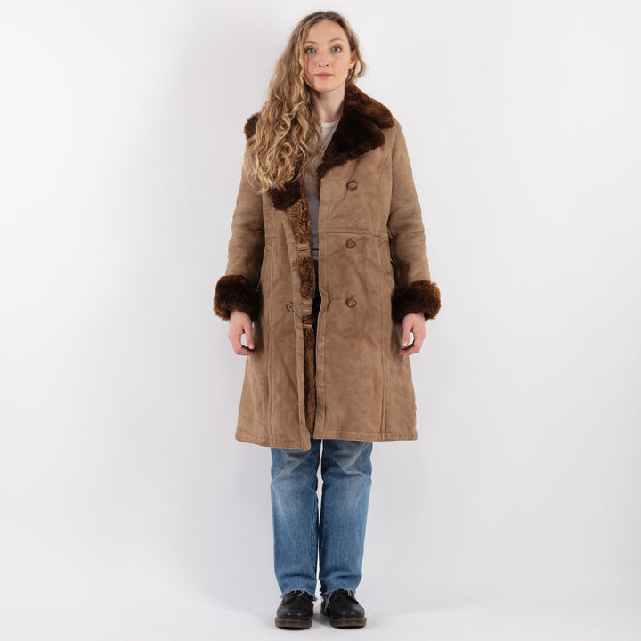 Vintage 70's Women Sheepskin Coat in BeigeV9324