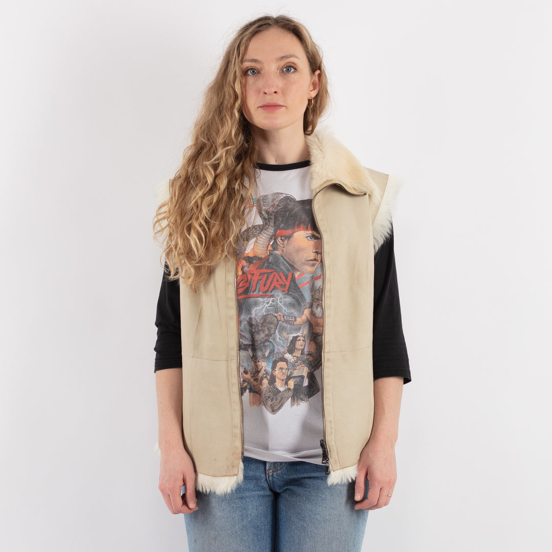 Vintage 90's Women Sheepskin Vest in BeigeV9330