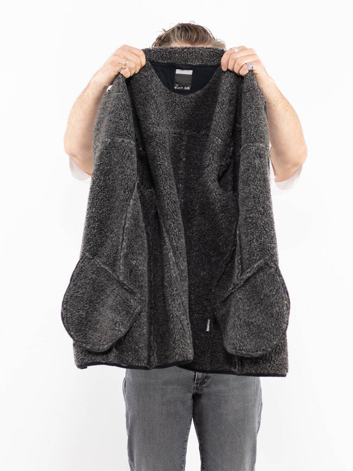 Vintage 00's Men Faux Sheepskin Jacket in GrayZ1919