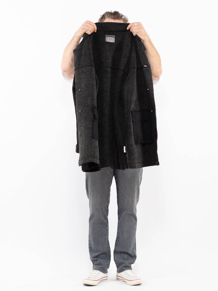 Vintage 00's Men Faux Sheepskin Coat in BlackZ2017