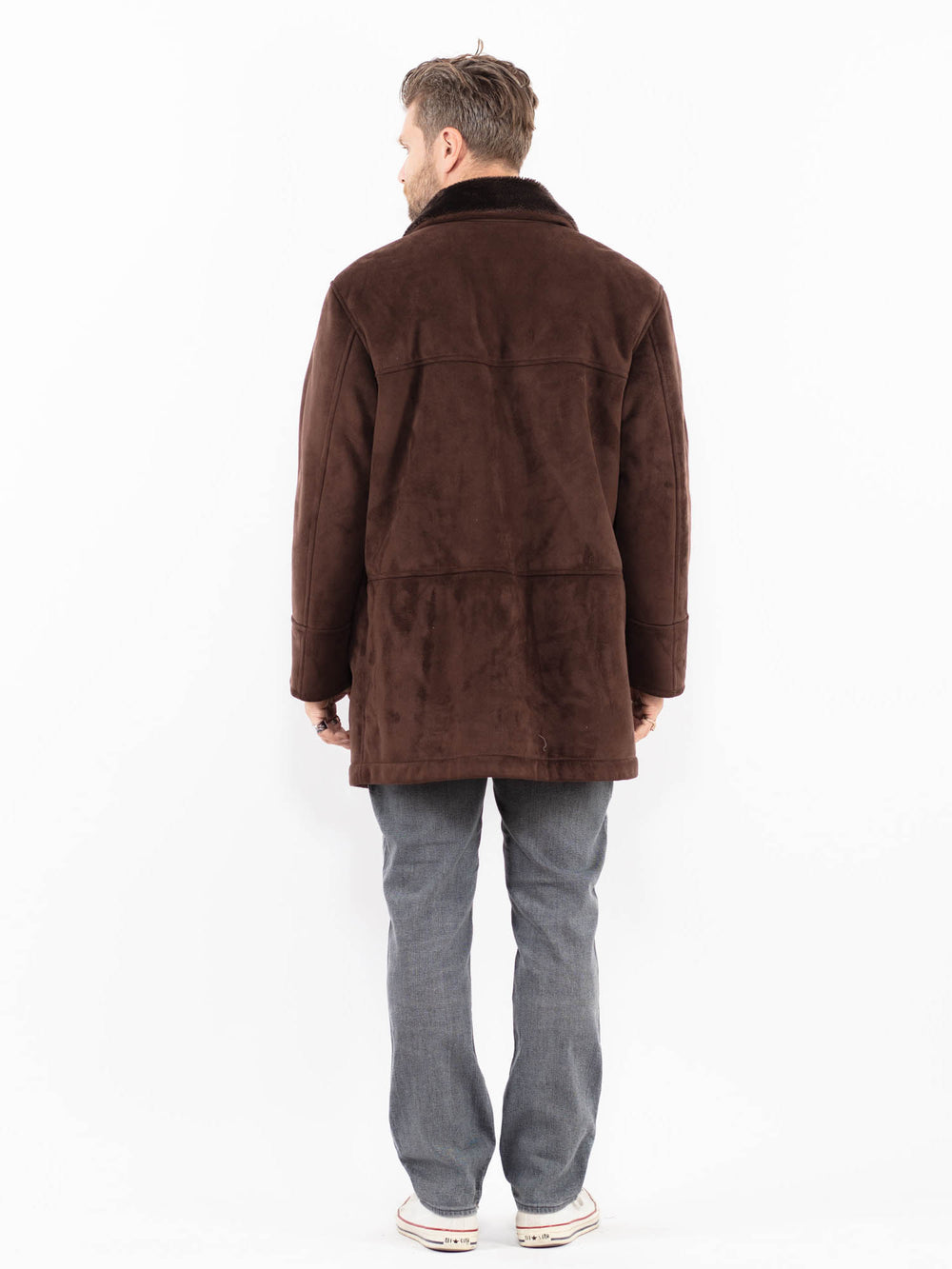 Vintage 00's Men Faux Sheepskin Coat in BrownZ2019