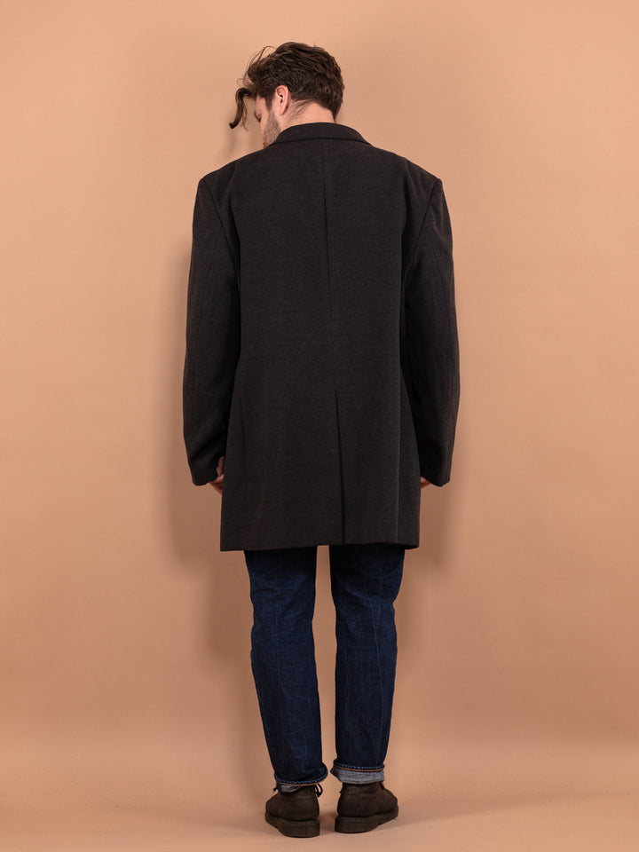 Vintage 00's Men Faux Wool Overcoat in Gray - NorthernGrip