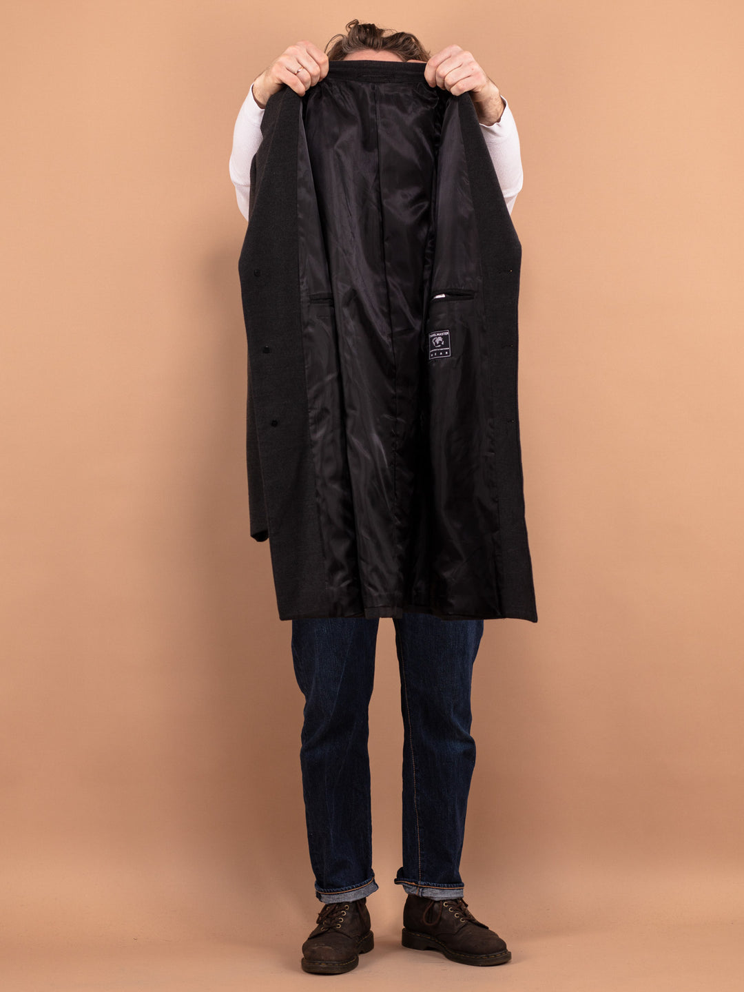 Vintage 00's Men Faux Wool Overcoat in Gray - NorthernGrip