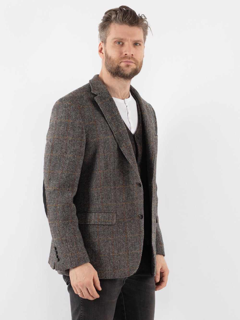 Vintage 00's Men Harris Tweed Jacket in GrayZ981
